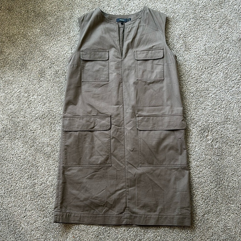 Theory Utilitarian Cargo Dress 6 Olive Green